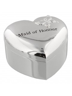Amore Silverplated Heart Trinket Box - 'Maid of Honour'